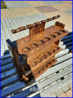 New Wooden Pipe Stand, Tobacco Pipe rack, Desk pipe holder, Briar, Unsmoked