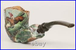 Nording Harmony Deer & Horse Free Hand Briar Smoking Pipe with pouch B1185