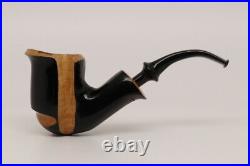 Nording Spiral Black Smooth Briar Smoking Pipe with pouch B1658