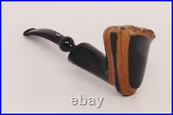 Nording Spiral Black Smooth Briar Smoking Pipe with pouch B1838
