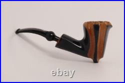 Nording Spiral Black Smooth Briar Smoking Pipe with pouch B1838