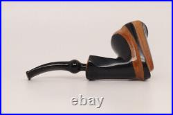 Nording Spiral Black Smooth Briar Smoking Pipe with pouch B1838