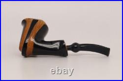 Nording Spiral Black Smooth Briar Smoking Pipe with pouch B1838