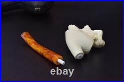 Nude Lady Smoking Pipe Block Meerschaum-NEW Handmade Custom Made Fitted Case1247