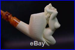 Nude Lady Smoking Pipe Block Meerschaum-NEW Handmade W CASE#1368