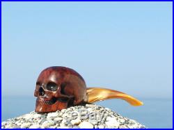 Oguz Simsek Briar Figural Smoking Pipe HUMAN SKULL skeleton death meerschaum