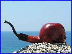 Oguz Simsek Briar Wood Figural Smoking Pipe HALF HUMAN SKULL No Meerschaum NEW