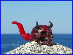 Oguz Simsek Italian Briar Wood Figural Smoking Pipe DEMON SKULL Diablo Devil