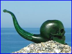 Oguz Simsek Olive Figural Smoking Pipe HUMAN SKULL skeleton meerschaum pfeife