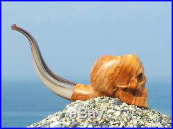 Oguz Simsek Olive Figural Smoking Pipe HUMAN SKULL skeleton meerschaum pfeife