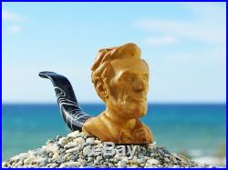 Oguz Simsek Olive Wood Figural Smoking Pipe ABRAHAM LINCOLN US President NEW