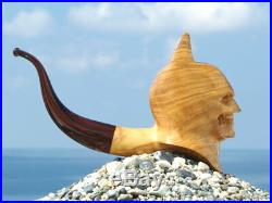 Oguz Simsek Olive Wood Figural Smoking Pipe BATMAN SKULL meerschaum pfeife
