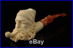 Old Man Smoking a Meerschaum Pipe Hand Carved in a CASE 8669