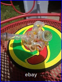 Old School American Heady Glass Pipe Fumed Color Changing Glass With Corked Ja
