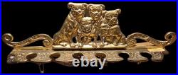 Original Bulldogs Cast Brass Wall Mount For Tobacco Smoking Pipes Holds 6 RARE
