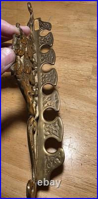 Original Bulldogs Cast Brass Wall Mount For Tobacco Smoking Pipes Holds 6 RARE