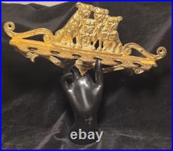 Original Bulldogs Cast Brass Wall Mount For Tobacco Smoking Pipes Holds 6 RARE