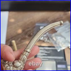 Ornate 925 Silver Collectible Tobacco Pipe Bird Motif Handmade 45.98g 13cm