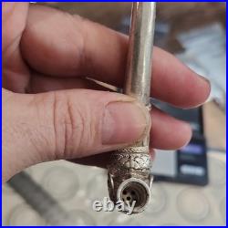 Ornate 925 Silver Collectible Tobacco Pipe Bird Motif Handmade 45.98g 13cm