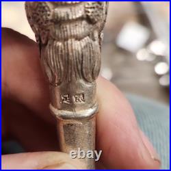 Ornate 925 Silver Collectible Tobacco Pipe Bird Motif Handmade 45.98g 13cm