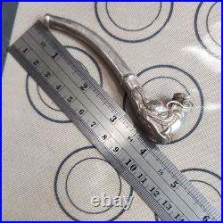 Ornate 925 Silver Collectible Tobacco Pipe Bird Motif Handmade 45.98g 13cm