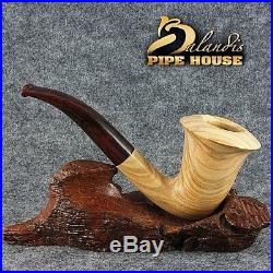 Outstanding BALANDIS original tobacco smoking pipe Handmade CALABASH Olive wood