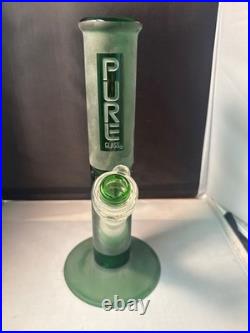 PURE Glass Water Pipe Bong FROSTED GREEN Glass Tobacco Pipe 12 TALL