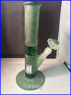 PURE Glass Water Pipe Bong FROSTED GREEN Glass Tobacco Pipe 12 TALL