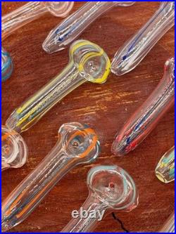 Pack of 24 mini size 3' Glass Tobacco Smoking Pipe Assorted Color