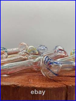 Pack of 24 mini size 3' Glass Tobacco Smoking Pipe Assorted Color