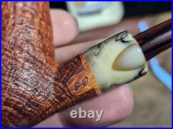 Paul's Pipes Sandblasted Bent Egg with Acrylic accent Tobacco Smoking Pipe