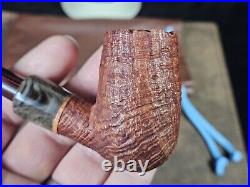 Paul's Pipes Sandblasted Bent Egg with Acrylic accent Tobacco Smoking Pipe