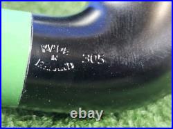 Peterson 2024 St. Patrick's Ebony Green Ferrule 305 Unsmoked Briar Tobacco Pipe