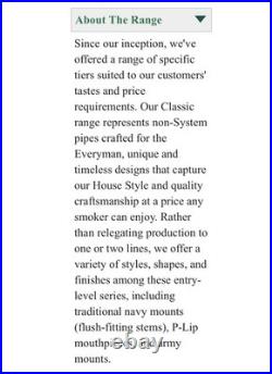 Peterson Aran Smooth (338) Fishtail Tobacco Pipe Brand New in the Box