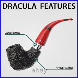 Peterson Dracula Sandblasted XL90 Fishtail, Bent Billiard Tobacco Pipe, 3mm