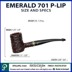 Peterson Emerald 701, P-Lip, Poker Tobacco Pipe, Vulcanite Stem, 3mm