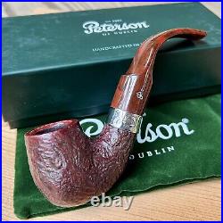 Peterson Irish Harp Sandblasted Bent Billiard (X220) Tobacco Pipe New