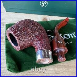 Peterson Irish Harp Sandblasted Bent Billiard (XL90) Fishtail Tobacco Pipe New