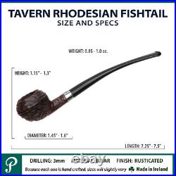 Peterson Pipes Tavern Rusticated, Rhodesian, Semi Churchwarden, 3mm Tobacco Pipe