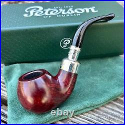 Peterson Red Sterling Spigot Smooth Bent Apple (XL02) Fishtail Tobacco Pipe NEW