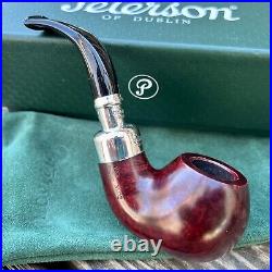Peterson Red Sterling Spigot Smooth Bent Apple (XL02) Fishtail Tobacco Pipe NEW