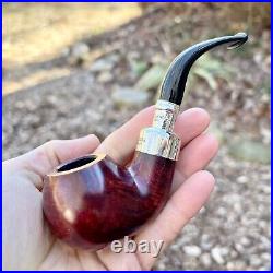 Peterson Red Sterling Spigot Smooth Bent Apple (XL02) Fishtail Tobacco Pipe NEW