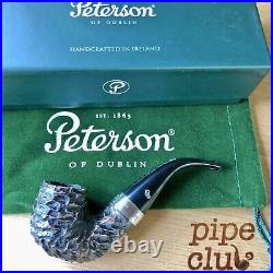 Peterson Short Rusticated Bent Billiard (230) Fishtail Tobacco Pipe New