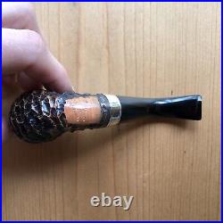 Peterson Short Rusticated Bent Billiard (230) Fishtail Tobacco Pipe New