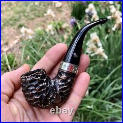 Peterson Short Rusticated Bent Billiard (230) Fishtail Tobacco Pipe New
