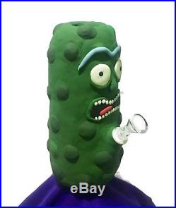 Pickle Rick Glass Smoking Water Pipe! Glow in the dark! 8 Hand Made USA