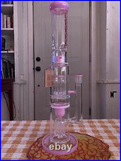 Pink Cheech Glass Straighttube Waterpipe Smoking Bong with multi-level Perc