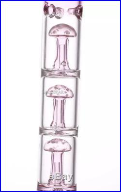 Pink Mushroom Glass Water Bong 20 Three Filters Hookah Smoking Pipe Heavy Duty