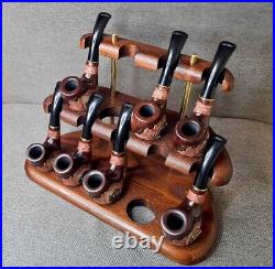 Pipe Stand for 9 Smoking Bowls Wooden Pipe Holder Tobacco Pipe Rack