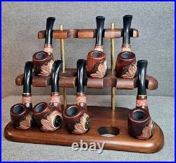 Pipe Stand for 9 Smoking Bowls Wooden Pipe Holder Tobacco Pipe Rack